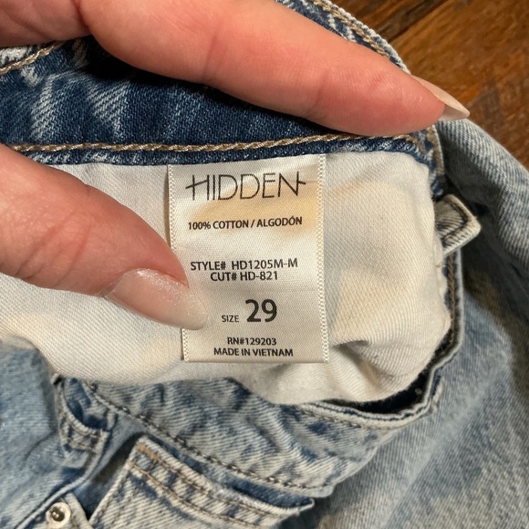HIDDEN Jeans High Rise Distressed Straight Women’s Size 29 Light Wash Button Fly - Picture 11 of 12